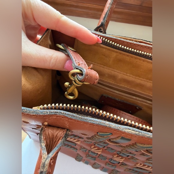 Patricia Nash Cognac Leather Satchel - Convertible to Crossbody - Picture 14 of 16